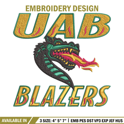 uab blazers logo embroidery design, ncaa embroidery, sport embroidery, logo sport embroidery, embroidery design.