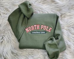 embroidered north pole university college sweatshirt, embroidered north pole college unisex sweatshi