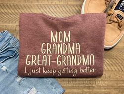 mom, grandma, great grandma, embroidered crewneck, grandparents hoodie