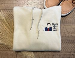 the office thats what she said embroidered crewneck, thats what she said embroidery, custom embroide