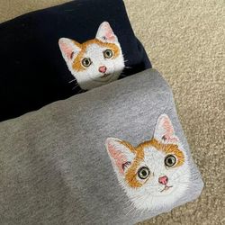 custom cat from photo embroidery sweatshirt