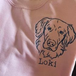 custom name dog face from photo embroidered sweatshirt