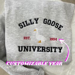 custom silly goose university embroidered sweatshirt