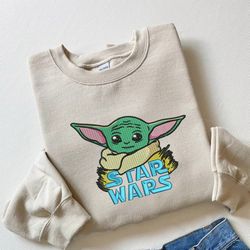 star wars baby yoda embroidered sweatshirt
