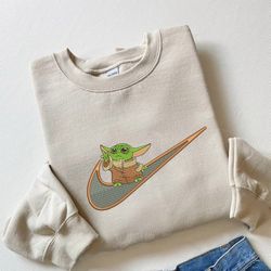 swoosh nike baby yoda embroidered sweatshirt
