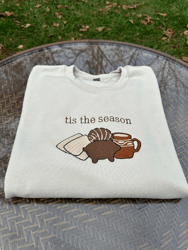 christmas tamales pan dulce chocolate embroidered crewneck sweatshirt