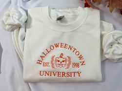 halloween town university embroidered crewneck halloween town est 1998 sweatshirt, women halloween sweatshirt, pumpkin s