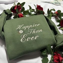 happier than ever embroidered sweatshirt, optimistic embroidered crewneck