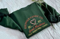 kringle candy co embroidered sweatshirt,  vintage christmas candy embroidered hoodie,  sweet christmas candy sweater