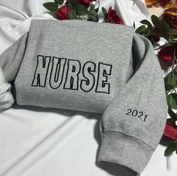 personalized nurse embroidered sweatshirt, healthcare appreciation gift for him her embroidered crewneck,