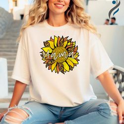 sunflower mama shirt with leopard print, sunflower mothers day gift shirt, sunflower mom shirt