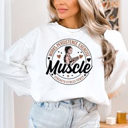 power woman with muscles shirt, strong woman shirt, womens gym shirt