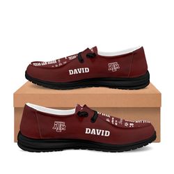 texas a&m aggies loafer shoes, customize your name texas a&m aggies loafer shoes for men women, ncaa loafer shoes