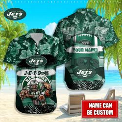 new york jets hawaiian shirt mascot, personalized nfl new york jets hawaiian shirt 1
