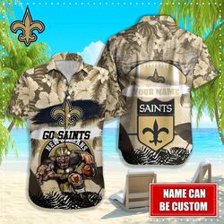 new orleans saints hawaiian shirt mascot, personalized nfl new orleans saints hawaiian shirt 1