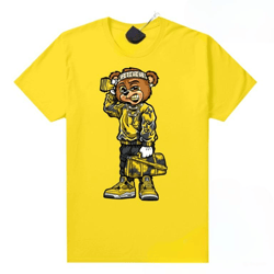 lightning 4s shirt yellow soulja bear, jordan shirt, bear shirt, basketball shirt, sneaker tee, sport shirt, graphic tee