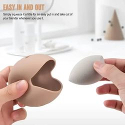 beauty storage case travel protable cosmetic puff holder box, makeup sponge holder eco-friendly silicone multi-hole