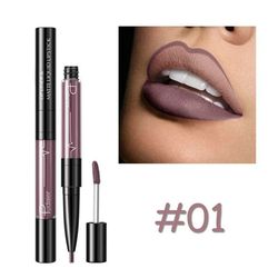 makeup beauty matte lipstick ,new double-headed lipstick ,2 in 1 long lasting waterproof makeup ,lip gloss lip liner