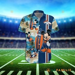 broncos hawaiian shirt denver broncos mickey mouse surfing on the beach cool