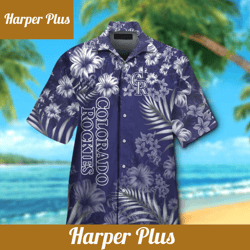 colorado rockies short sleeve button up tropical hawaiian shirt