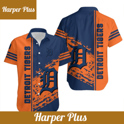 detroit tigers hawaiian shirt quarter style - mlb