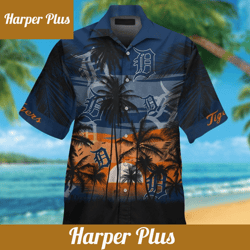 detroit tigers short sleeve button up tropical shirt hawaiian shirt