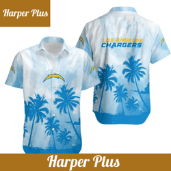 los angeles chargers coconut trees nfl gift for fan hawaiian shirt & short