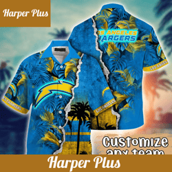 los angeles chargers nfl hawaiian shirt custom sunscreen aloha shirt