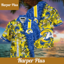 los angeles rams nfl summer hawaiian shirt and shorts