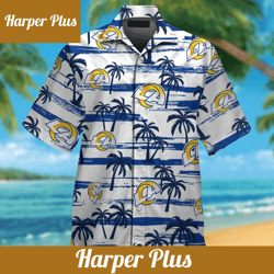 los angeles rams short sleeve button up tropical hawaiian shirt