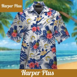 los angeles rams short sleeve button up tropical hawaiian shirt