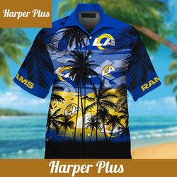 los angeles rams short sleeve button up tropical shirt hawaiian shirt