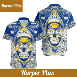 los angeles rams skull nfl gift for fan hawaii shirt and shorts summer collection trendy aloha