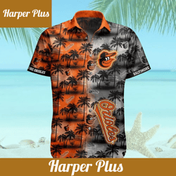 mlb baltimore orioles inspired coconut hawaiian shirt
