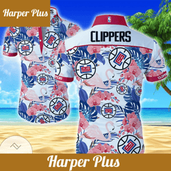 nba los angeles clippers tropical light blue flowers hawaiian shirt