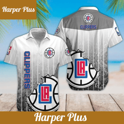 nba los angeles clippers white gray gradient scratch hawaiian shirt