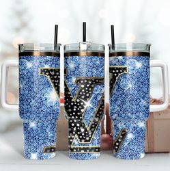 blue lv logo tumbler wrap, 40oz tumbler, brand tumbler wrap