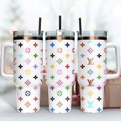 lv logo wrap tumbler, luxury 40oz tumbler, brand logo tumbler