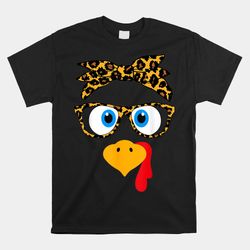 thanksgiving turkey face leopard print glasses autumn fall shirt