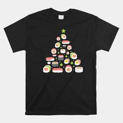 xmas japanese sushi christmas tree holiday pajama shirt