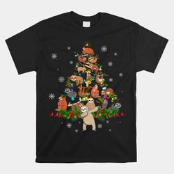 sloths christmas tree lights funny sloths xmas shirt