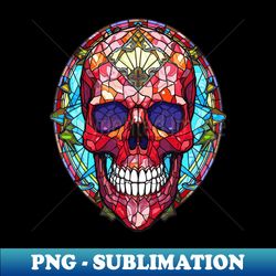 stained glass window skull - artistic sublimation digital file - unleash your inner rebellion