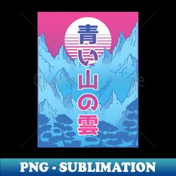 vaporwave japanese mountain scape - sublimation-ready png file - defying the norms