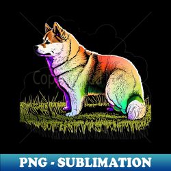 Akita Inu Colored For Lovers Of Colorful Dogs - Sublimation-ready Png File - Fashionable And Fearless