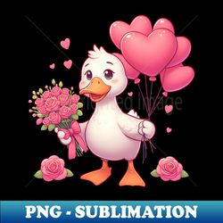 duck goose valentine roses hearts balloon animal poultry - exclusive sublimation digital file - capture imagination with every detail