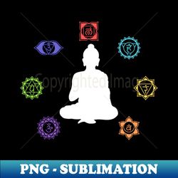 meditating silhouette with colorful chakras - hippie costume - trendy sublimation digital download - transform your sublimation creations