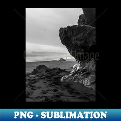 black and white beach seascape - unique sublimation png download - enhance your apparel with stunning detail
