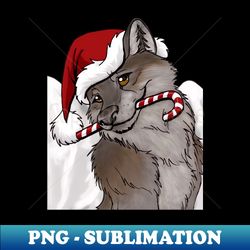 christmas wolf - png transparent digital download file for sublimation - enhance your apparel with stunning detail