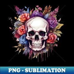 floral skull - vintage sublimation png download - fashionable and fearless
