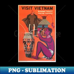 vintage travel art visit vietnam - instant png sublimation download - create with confidence